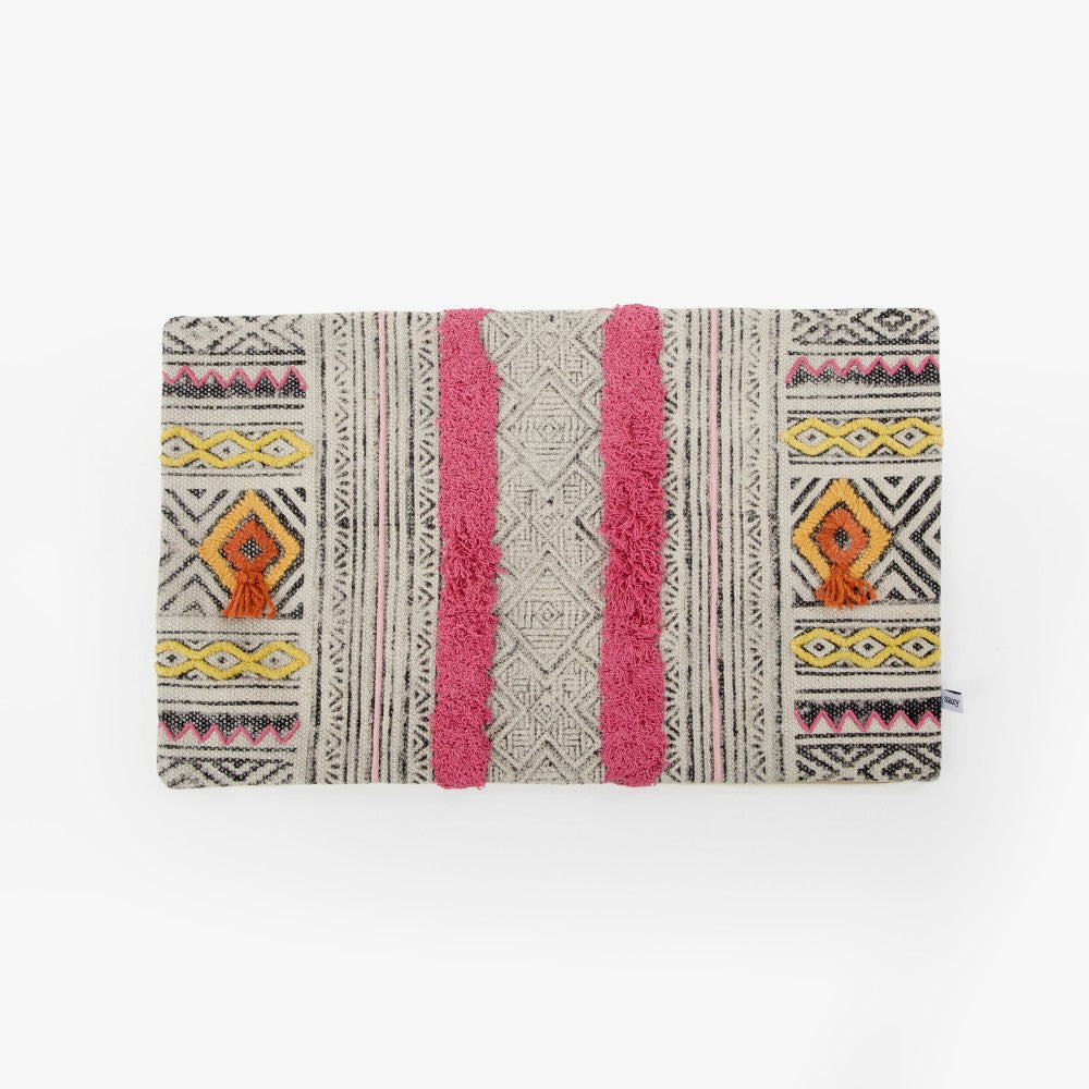 Farah Block Printed Cushion Cover, Multicoloured, 60x35 cm