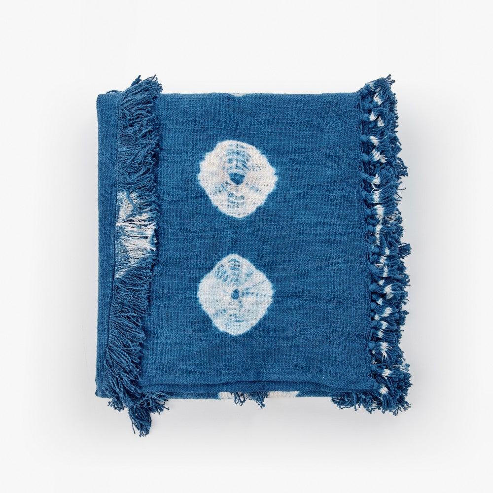 Midnight Cotton Dyed Embellished Throw, Dark Blue, 130x160 cm