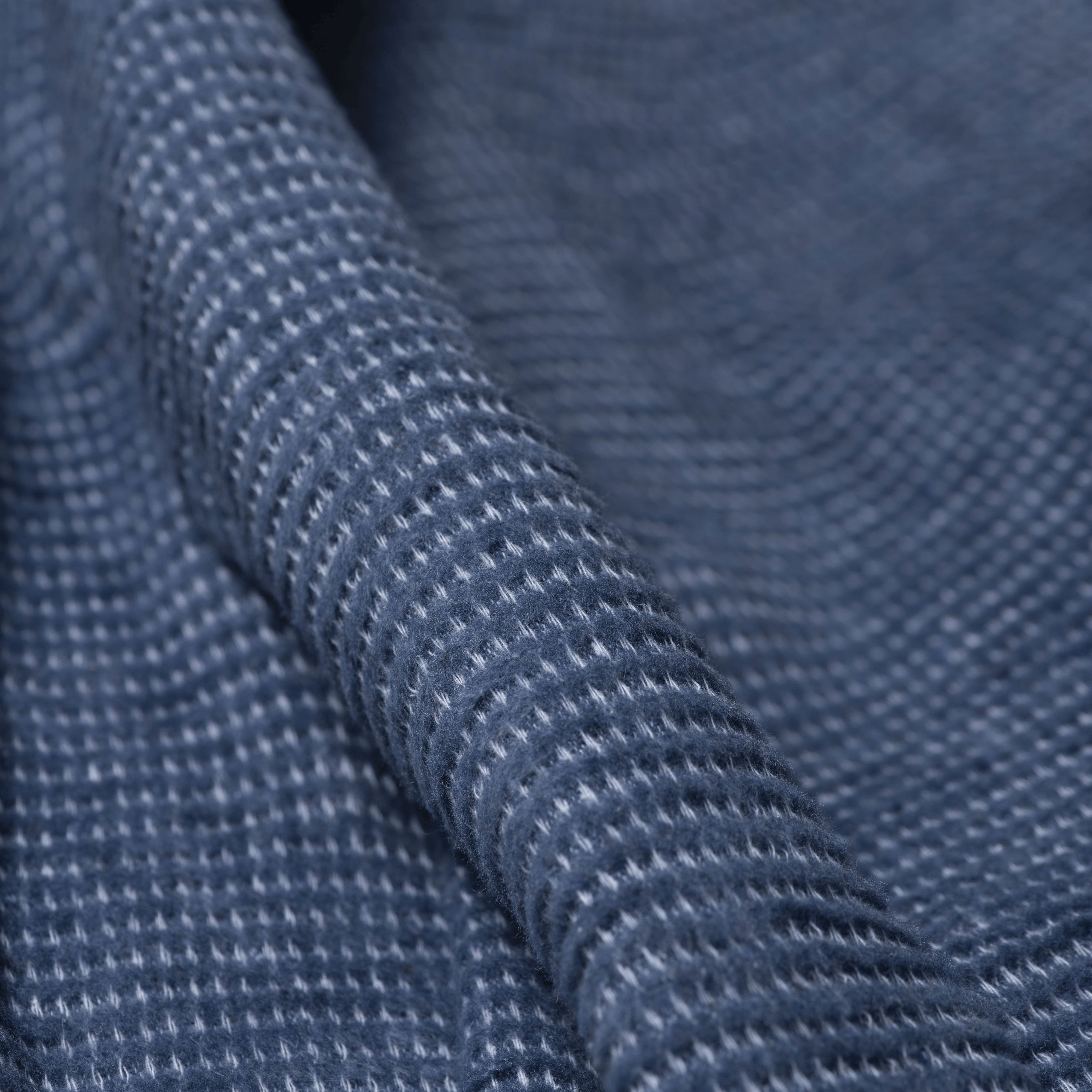 Noah Textured Throw Ribbed Cotton Blend Blue