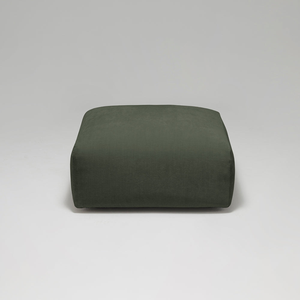 Cob Footstool / Ottoman, Chenille, Moss