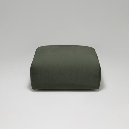 Cob Footstool / Ottoman, Chenille, Moss