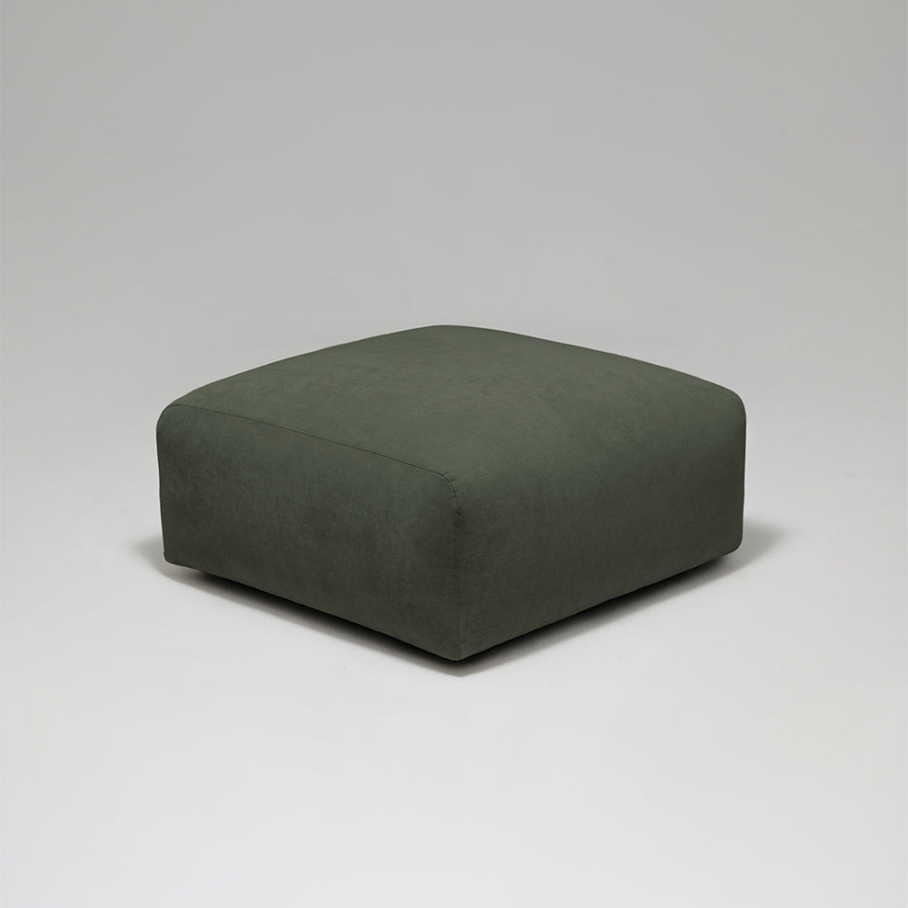 Cob Footstool / Ottoman, Chenille, Moss