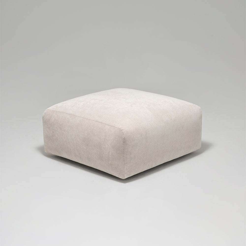 Cob Footstool / Ottoman, Chenille, Grey Mist