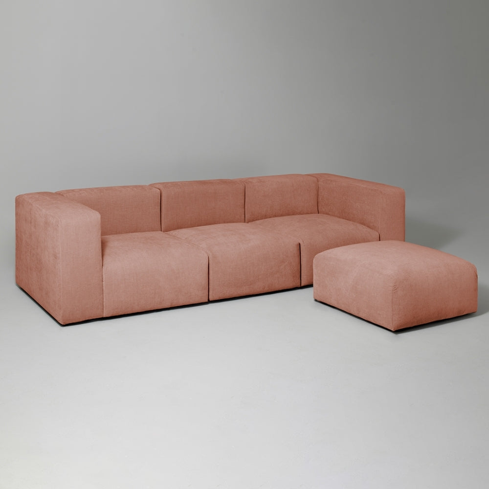 Cob 3 Seater Modular Sofa, Chenille, Rose