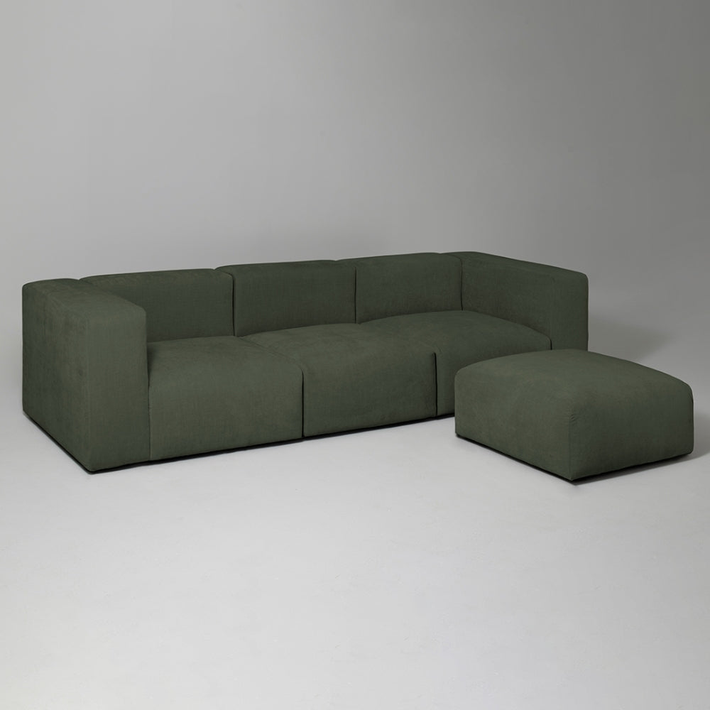 Cob 3 Seater Modular Sofa, Chenille, Moss