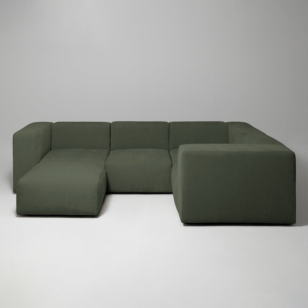 Cob Right Corner Modular Sofa, Chenille, Moss