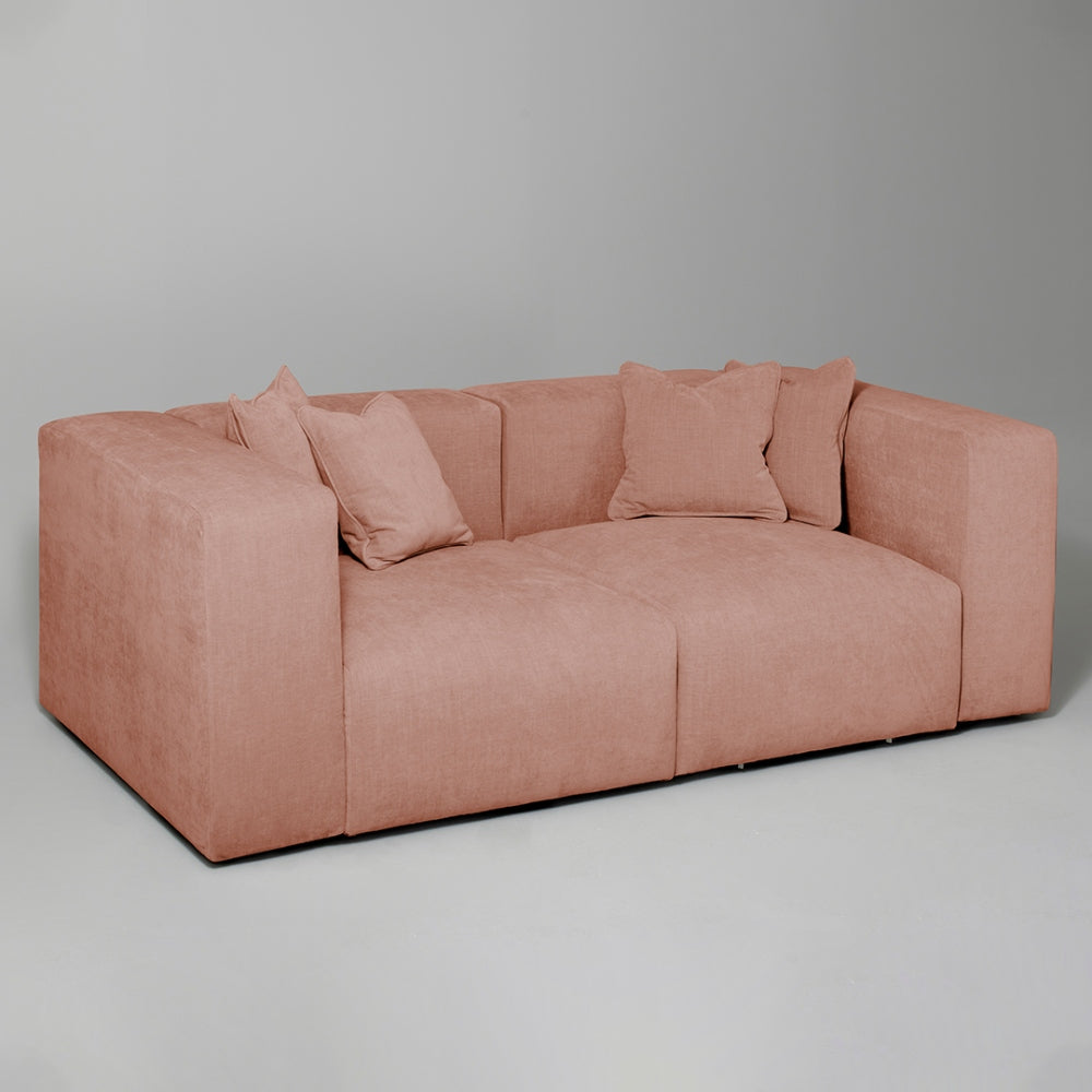 Cob 2 Seater Modular Sofa, Chenille, Rose