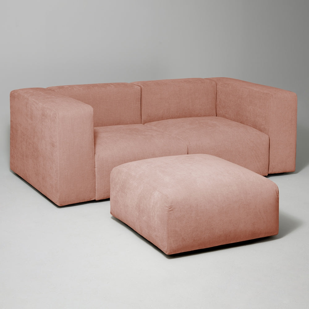 Cob 2 Seater Modular Sofa, Chenille, Rose