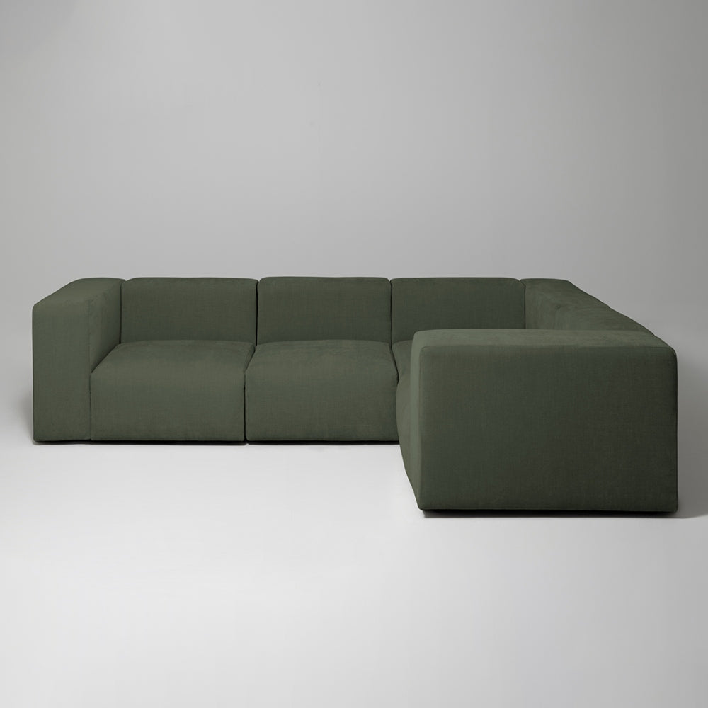 Cob Right Corner Modular Sofa, Chenille, Moss