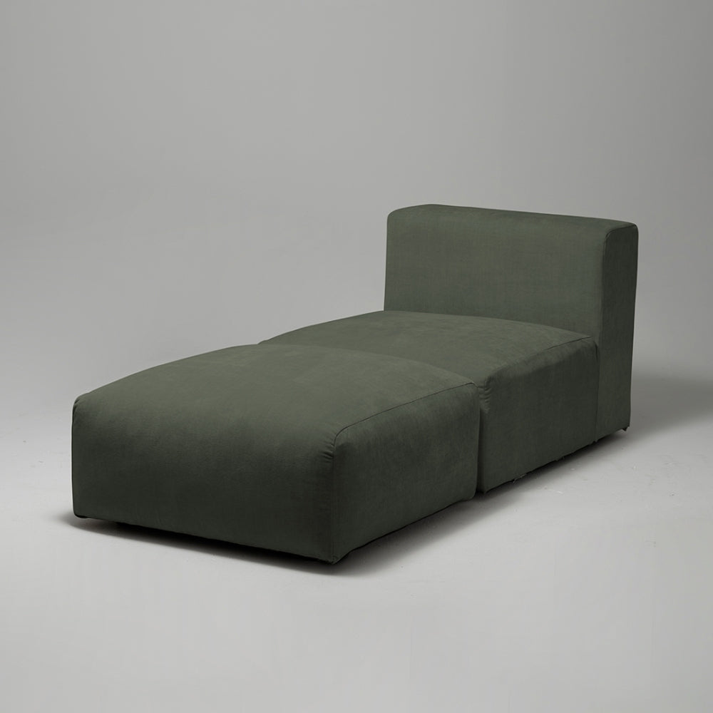 Cob Chaise Lounge Modular Chair, Chenille, Moss