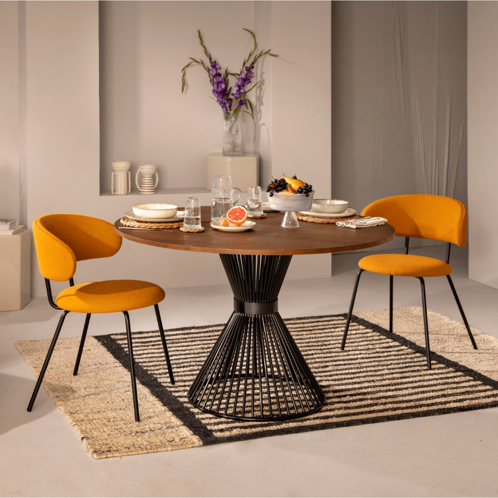 Ray Round Dining Table, Brown Ash