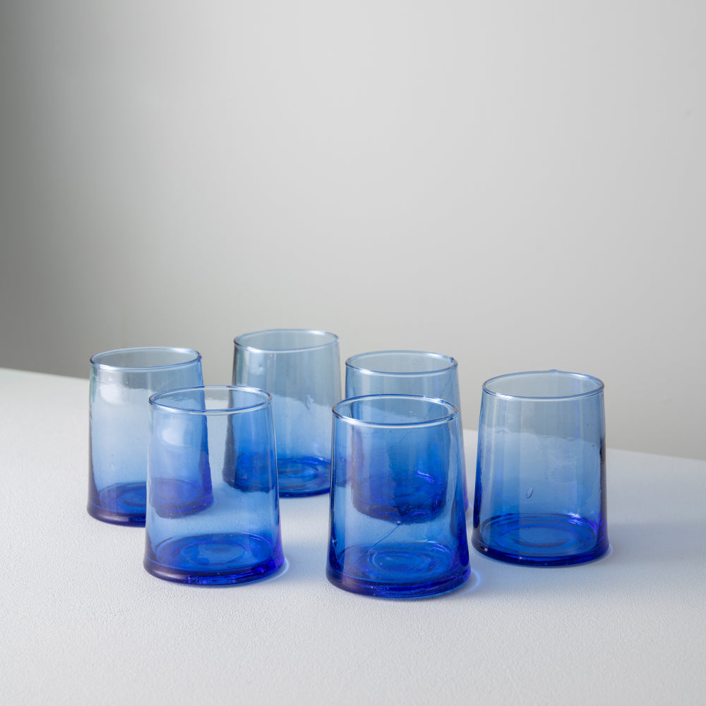 Rhea Glass Tumblers, Blue (Set of 6)