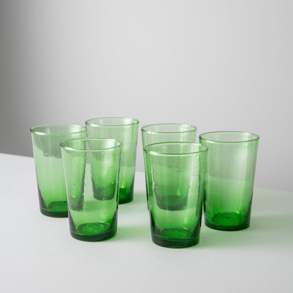 Rhea Highball Glasses, Green (Set of 6)