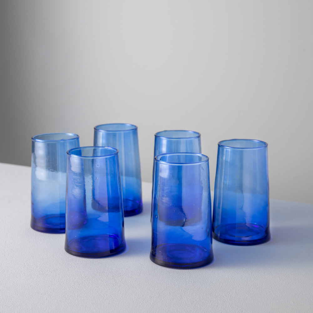 Rhea Highball Glasses, Blue (Set of 6)