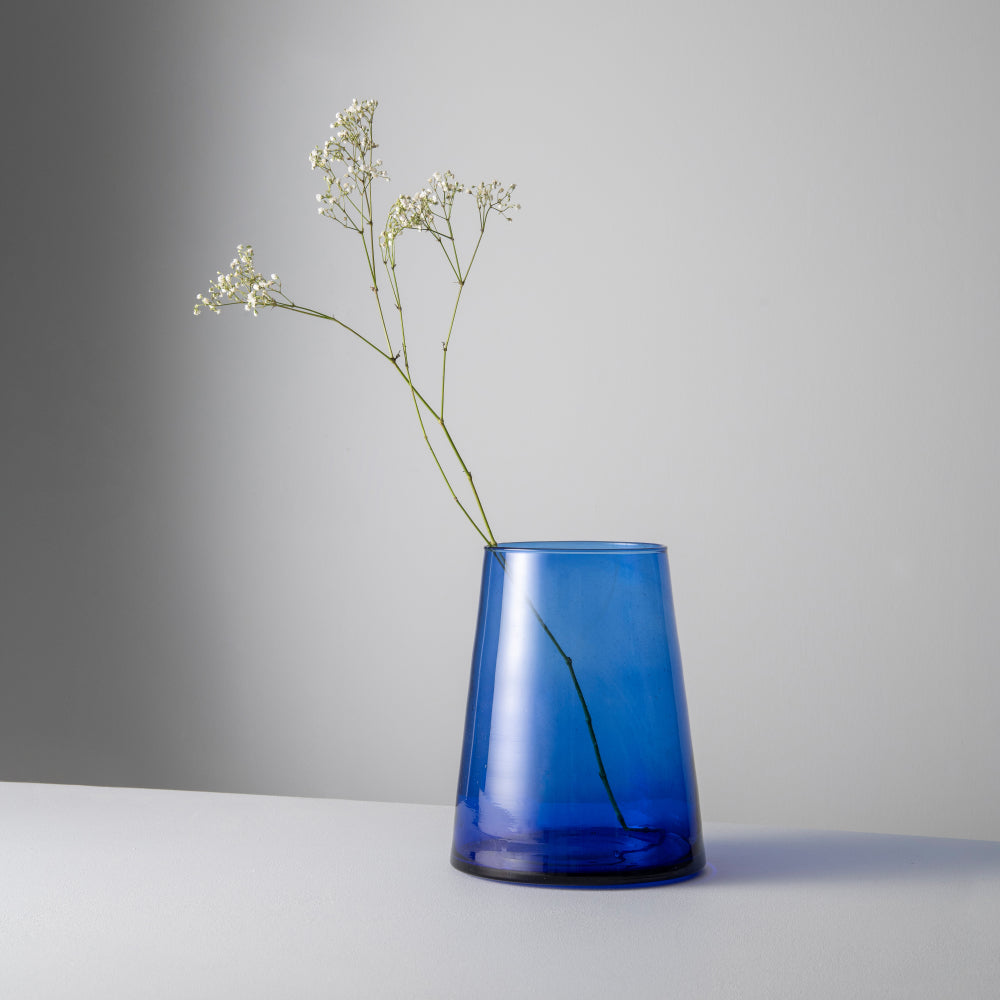 Rhea Glass Vase, Blue