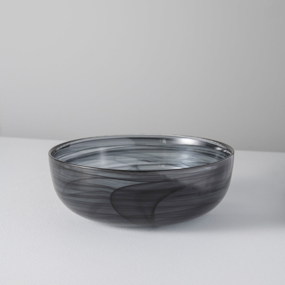 Nebula Glass Bowl, Black, 21cm (Set of 4)