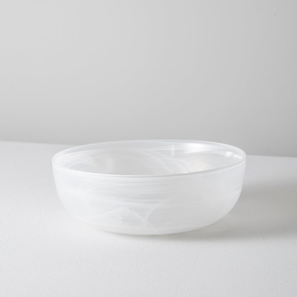 Nebula Glass Bowl, White, 21cm (Set of 4)