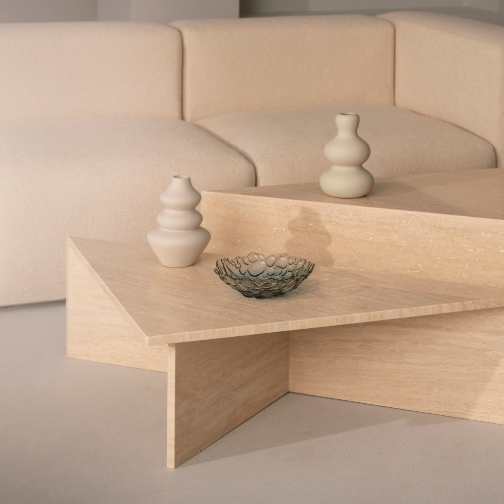 Tria Travertine Coffee Table Set