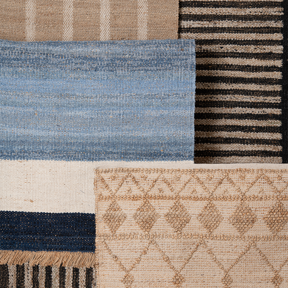 Arty Jute, Denim & Wool Rug, Blue-Natural (120x180cm)