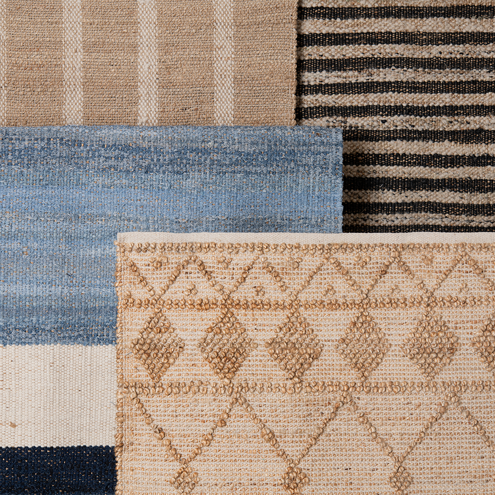 Arty Jute, Denim & Wool Rug, Blue-Natural (160x230cm)