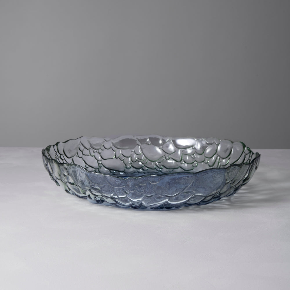 Bombolla Glass Decorative Serving Bowl, Blue, X-Large