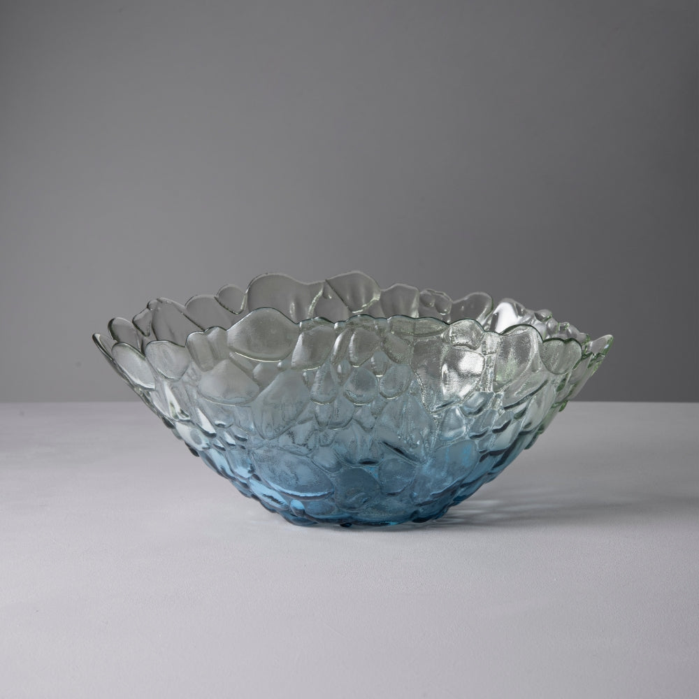 Bombolla Glass Decorative Serving Bowl, Blue (34.5cm)