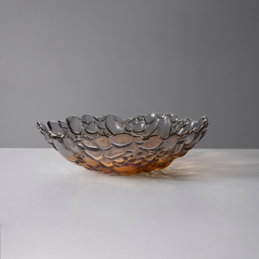 Bombolla Glass Decorative Serving Bowl, Amber, Small