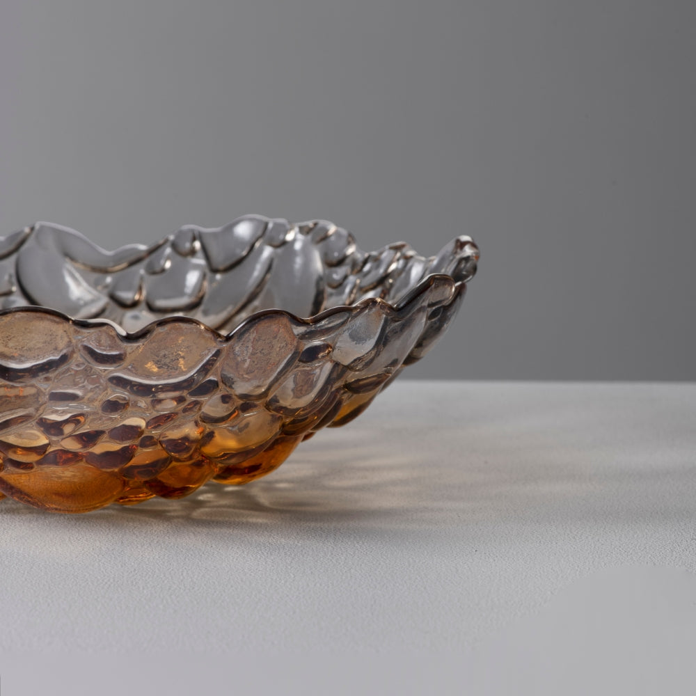 Bombolla Glass Decorative Serving Bowl, Amber, Small