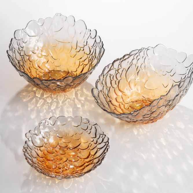 Bombolla Glass Decorative Bowl Set of 3, Amber