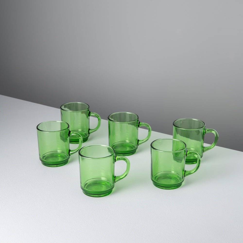 Versailles Duralex Glass Mug, Green (Set of 6)