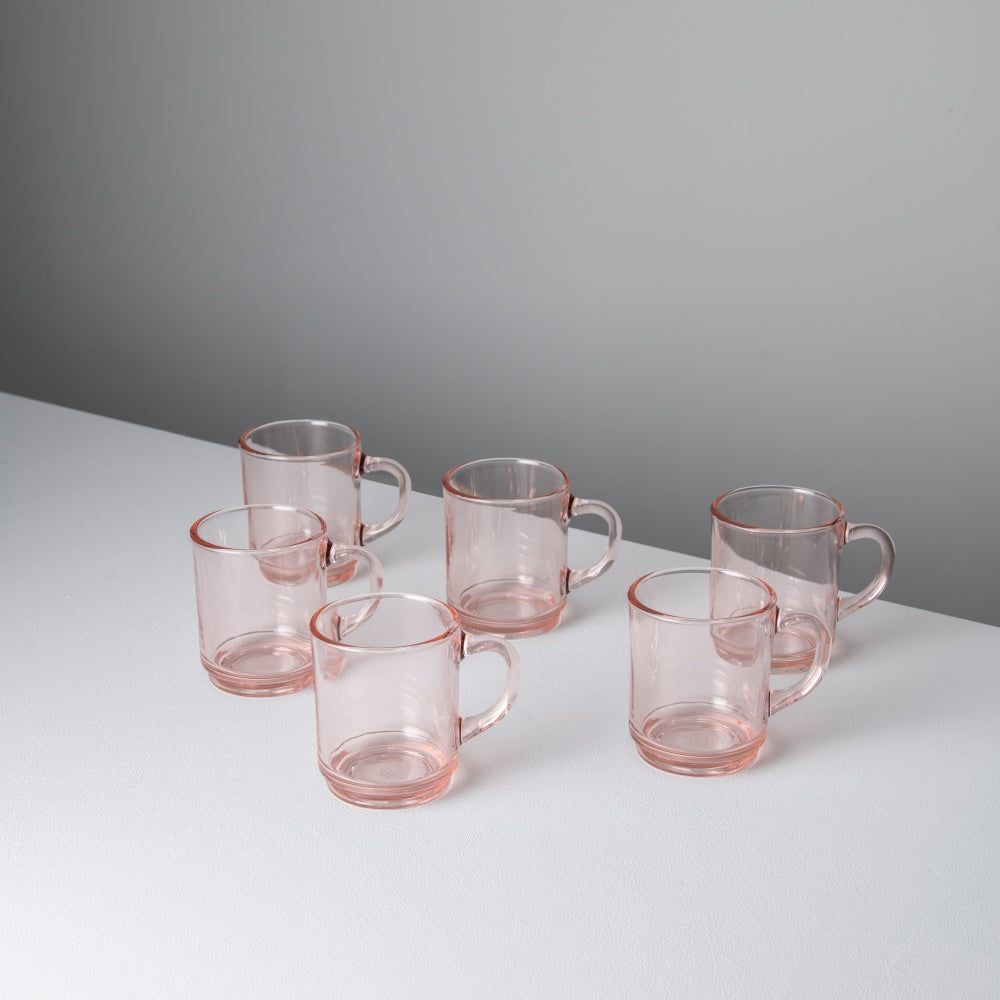 Versailles Duralex Glass Mug, Pink (Set of 6)