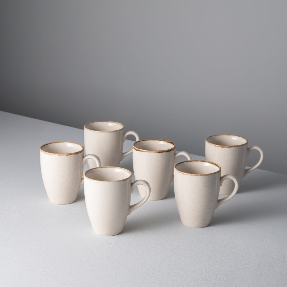 Dotti Mug Porcelain, Beige (Set of 6)