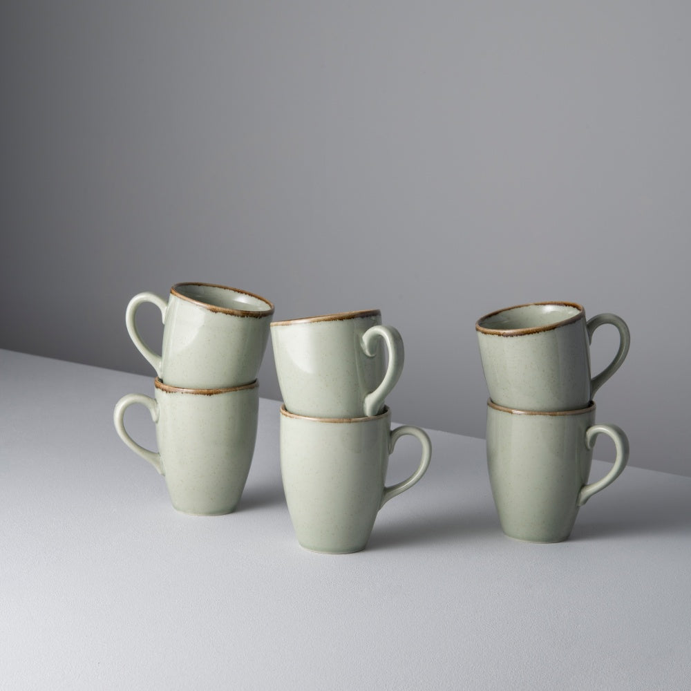 Dotti Mug Porcelain, Green (Set of 6)