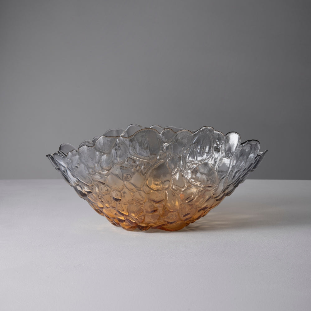 Bombolla Glass Decorative Serving Bowl, Amber, Large