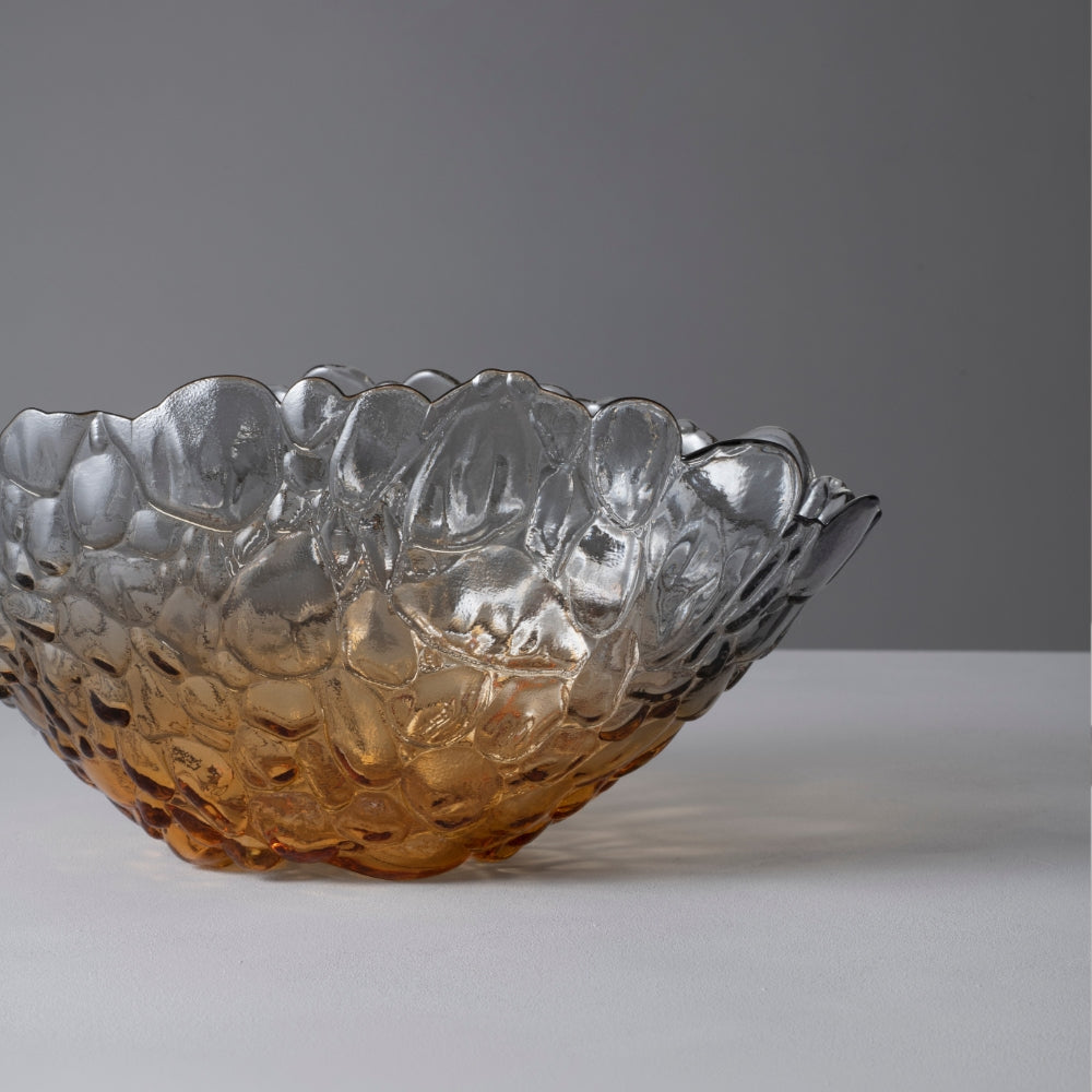 Bombolla Glass Decorative Serving Bowl, Amber, Large