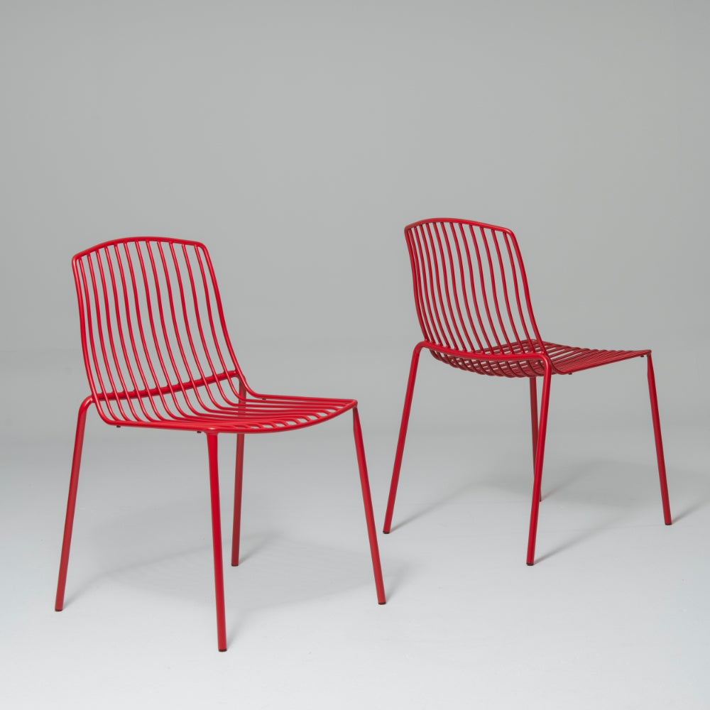 Frame Stackable Metal Garden Chair, Berry Red (Set of 2)