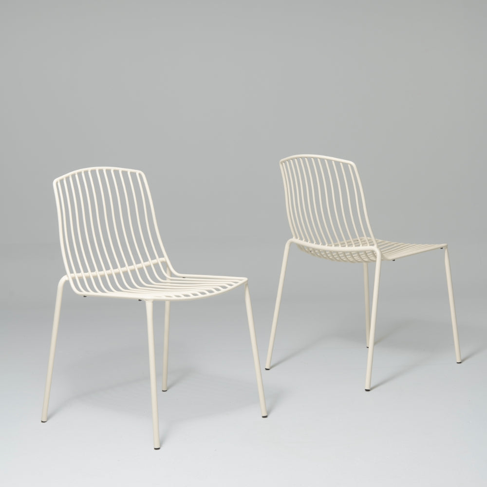 Frame Stackable Metal Garden Chair, Cream (Set of 2)