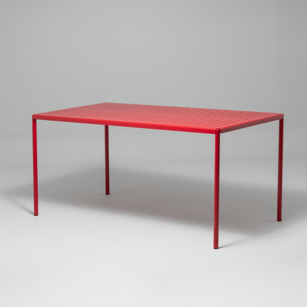 Frame Metal Garden Table, 6 Seater, Berry Red