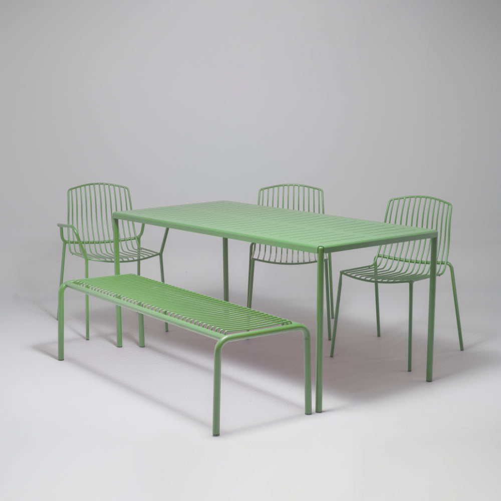 Frame Metal Garden Table, 6 Seater, Green