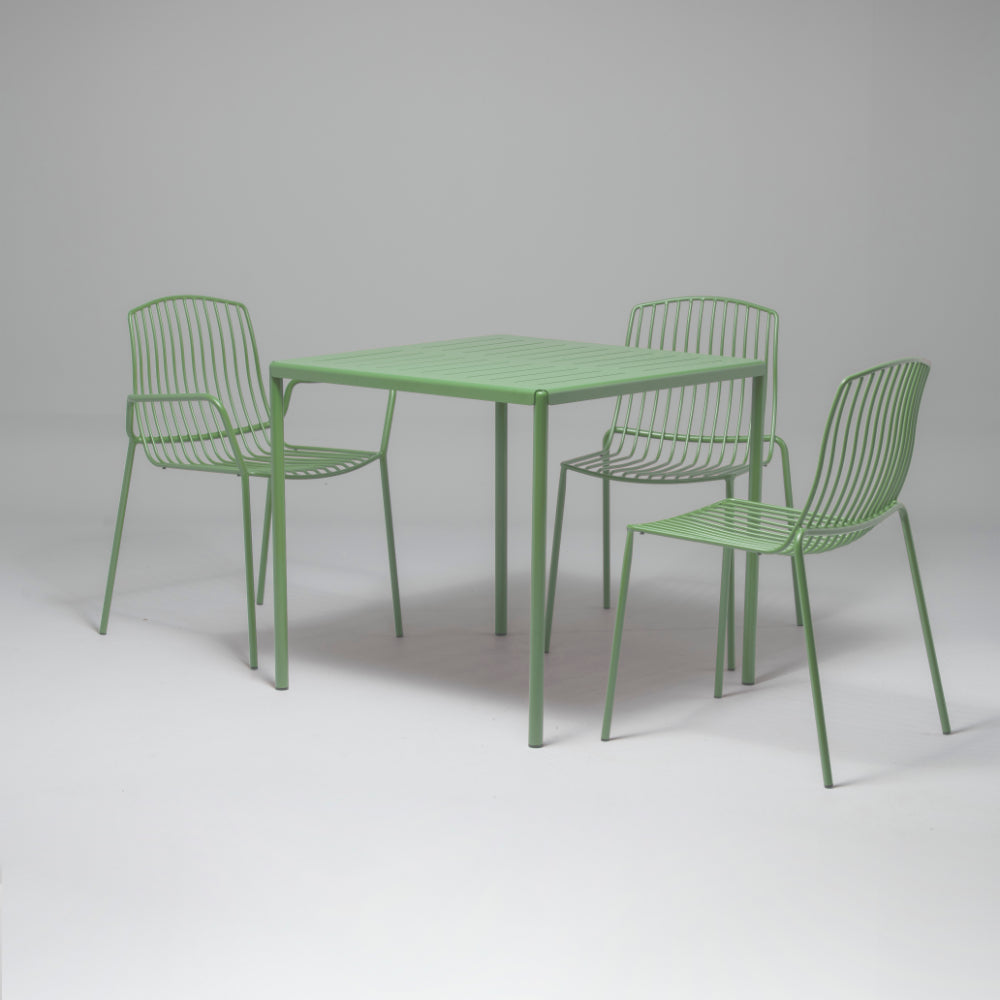 Frame Stackable Metal Garden Chairs, Green (Set of 2)