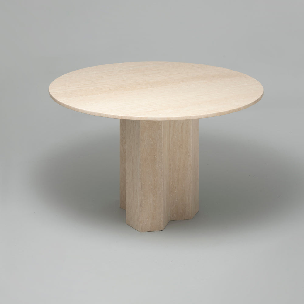 Hexa Travertine Round Dining Table