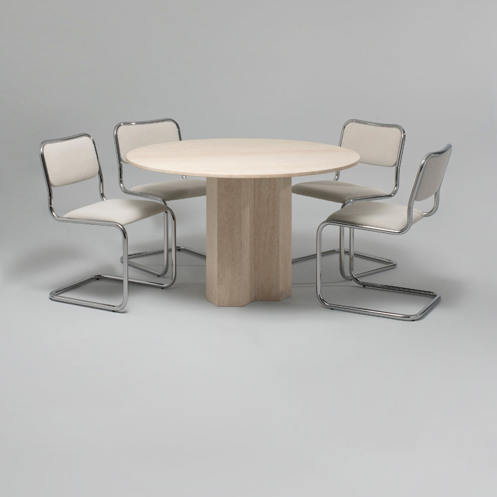 Hexa Travertine Round Dining Table