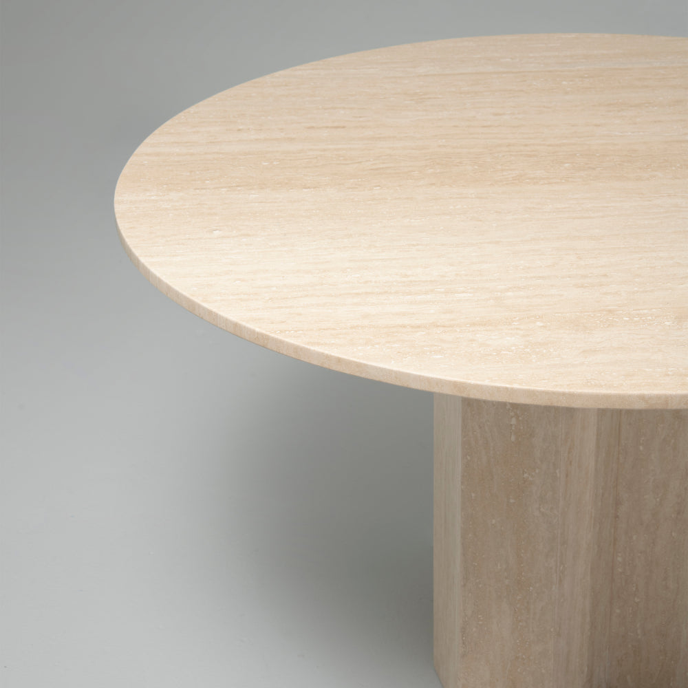 Hexa Travertine Round Dining Table