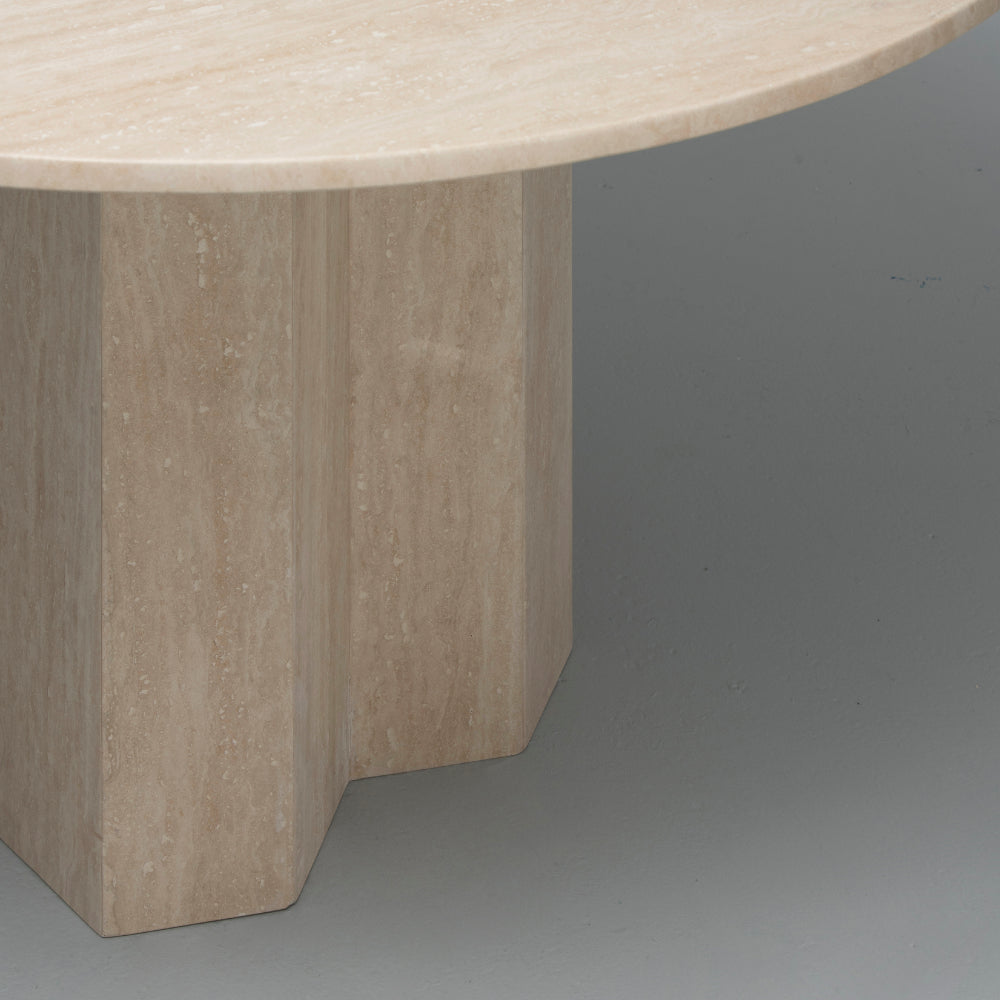 Hexa Travertine Round Dining Table