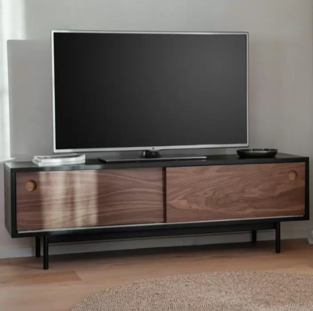 Barbican Media Unit Wood Black / Walnut