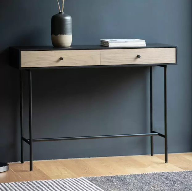 Carbury Console Table Wood Black / Natural