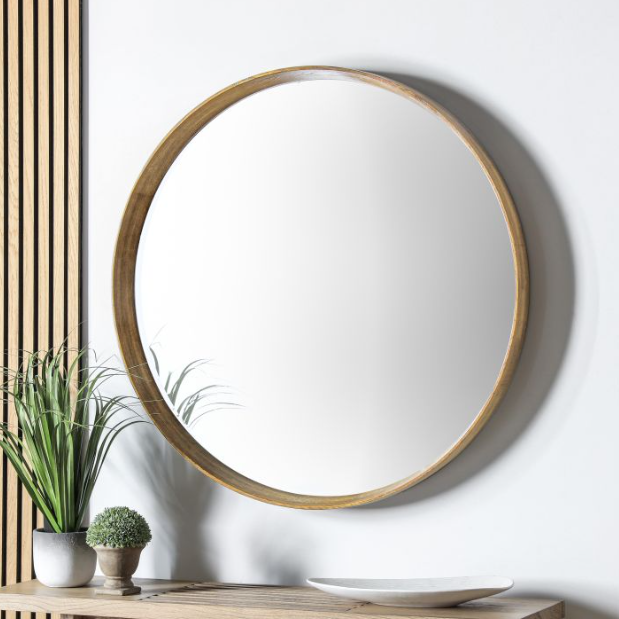 Keaton Large Round Mirror Glass Oak