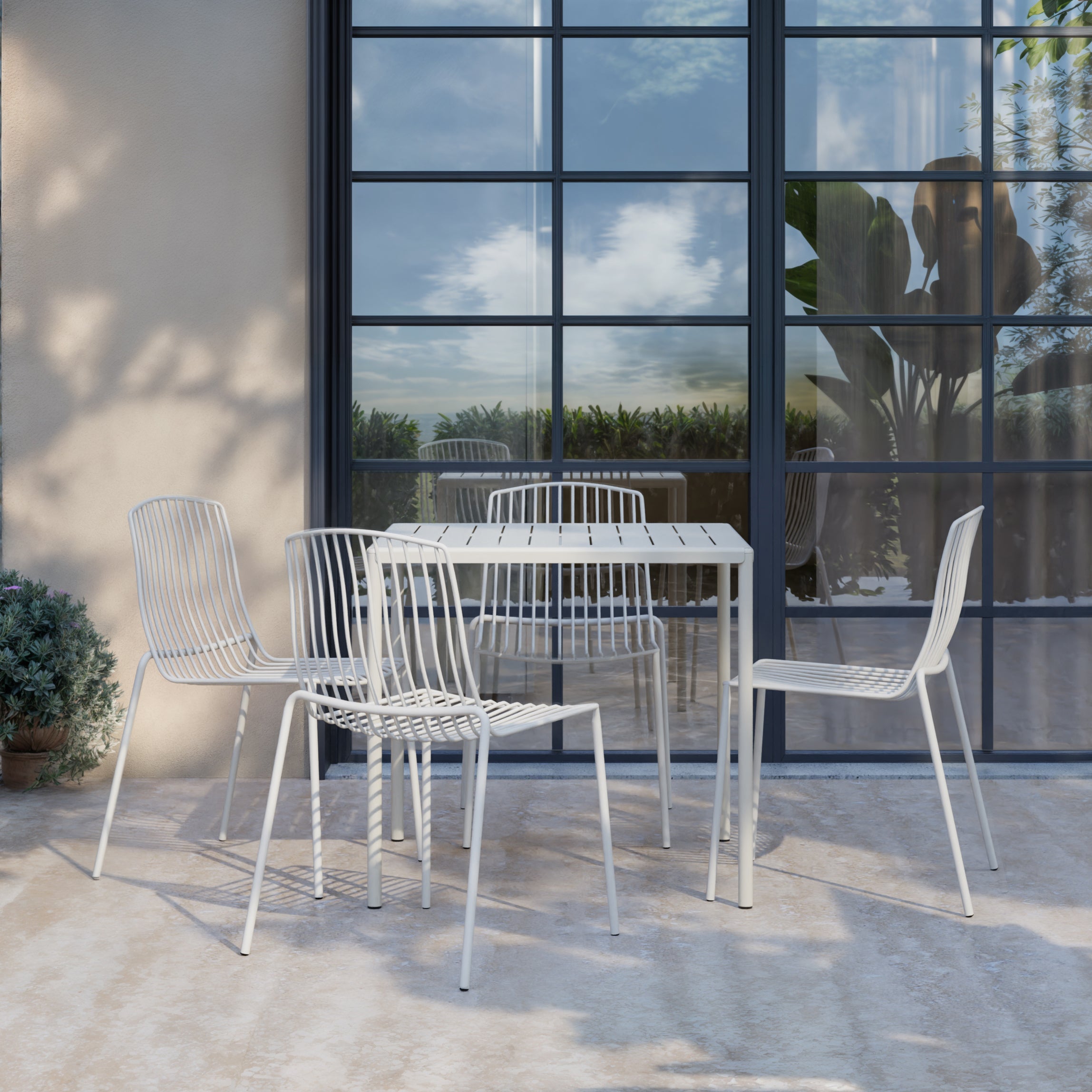 Frame Metal Garden Table Set (4 Seater)