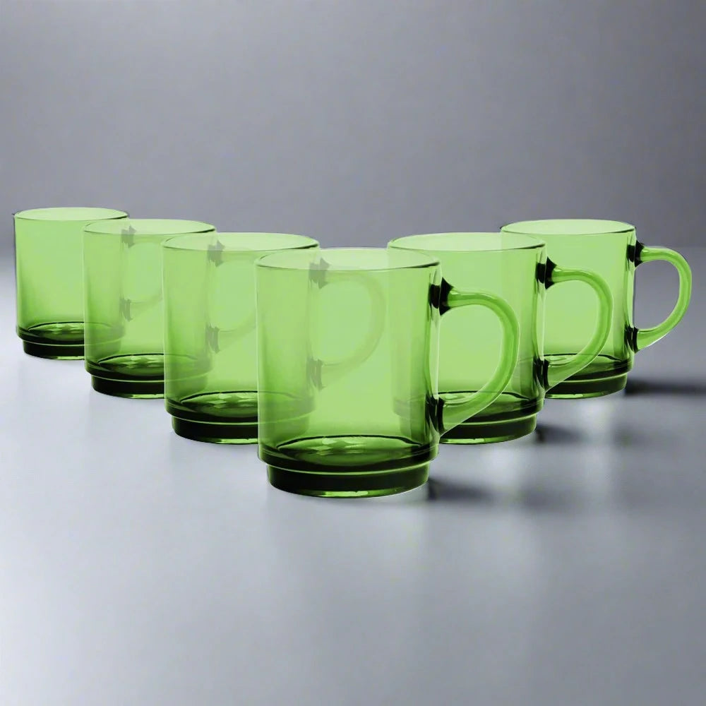 Versailles Duralex Glass Mug, Green (Set of 6)