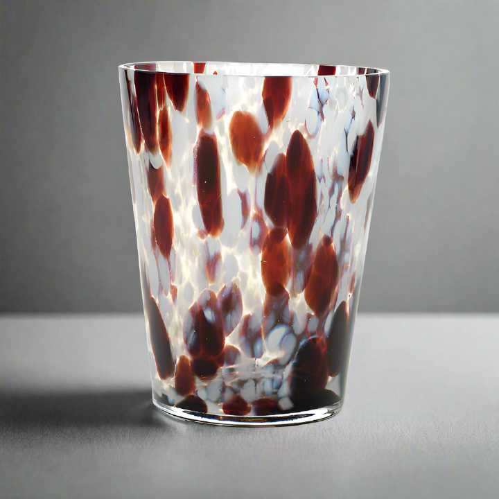 Brillante Handblown Glass Vase, White & Brown (17cm)